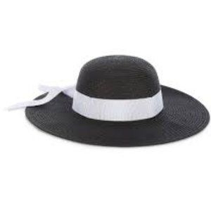 Copper Key Girls Bow-Tie Braided Straw Black Hat New